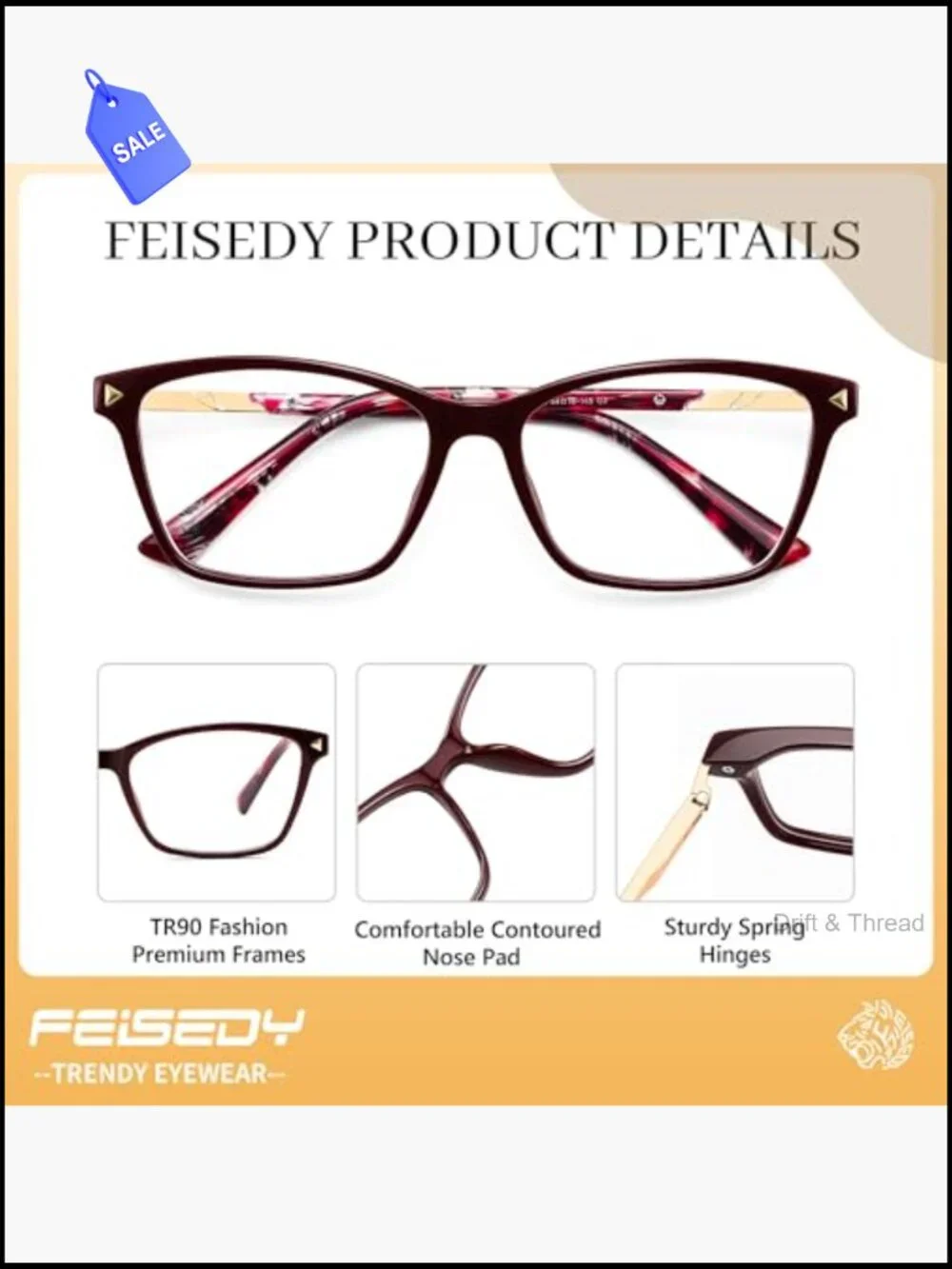 Blue Light Blocking Glasses TR90 Frame Spring Hinges Anti Eyestrain